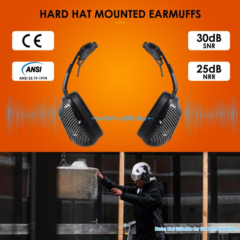 Casco di sicurezza CE in fibra di carbonio con paraorecchie Doppi occhiali Elmetto da costruzione in ABS per ingegnere Berretto da lavoro di alta qualità ANSI