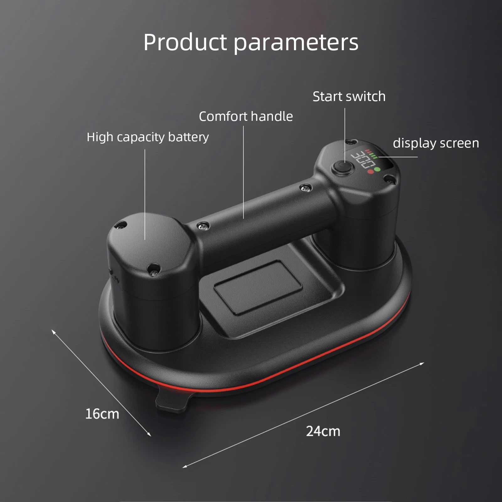Sollevatore per carichi pesanti con ventosa elettrica a vuoto di grado industriale da 300 kg per piastrelle di granito, vetro, legno, pietra, batteria 3600 mAh