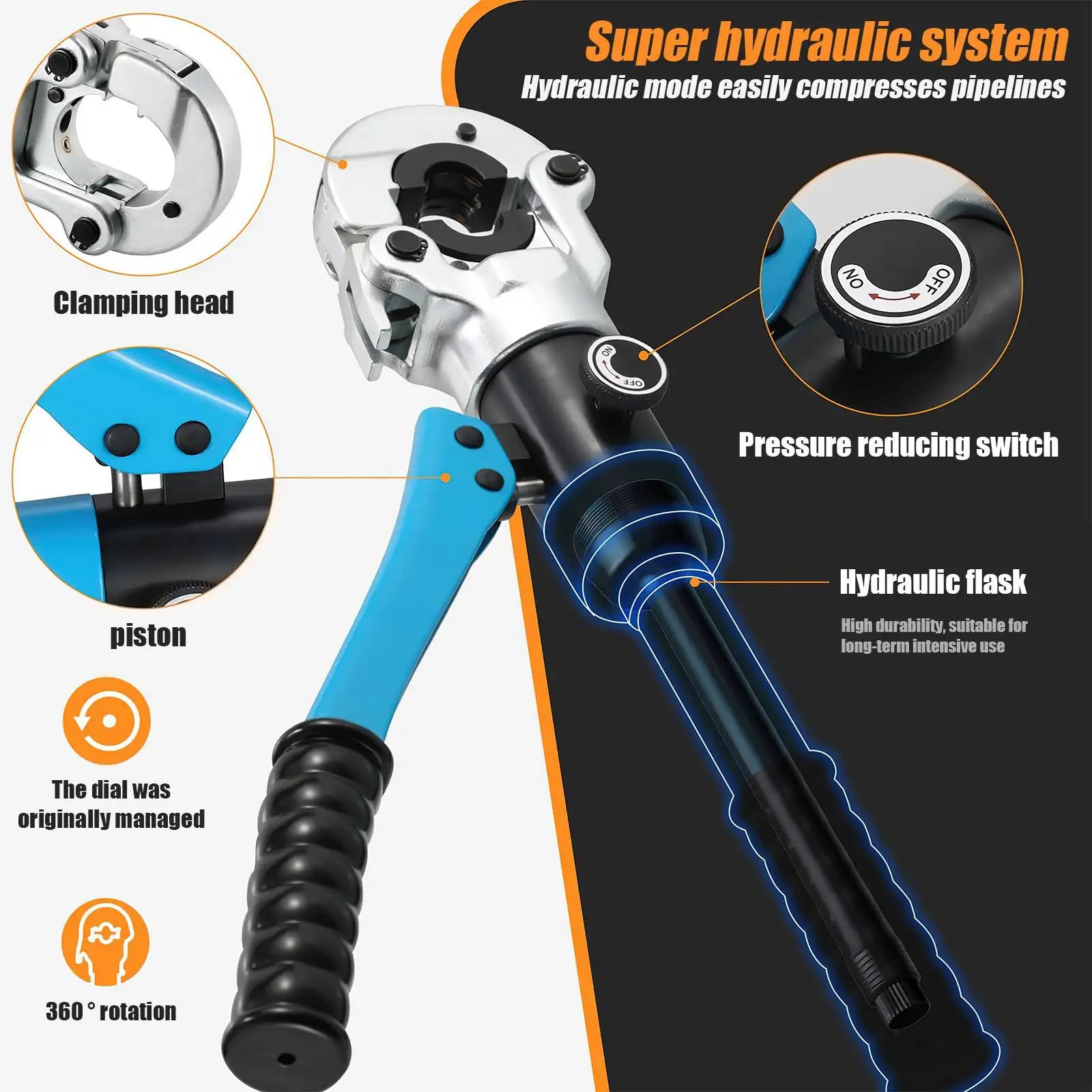 Strumenti di crimpatura per tubi in plastica di alluminio per tubi idraulici Pex CW-1632 crimpatrice idraulica a pressione per PB