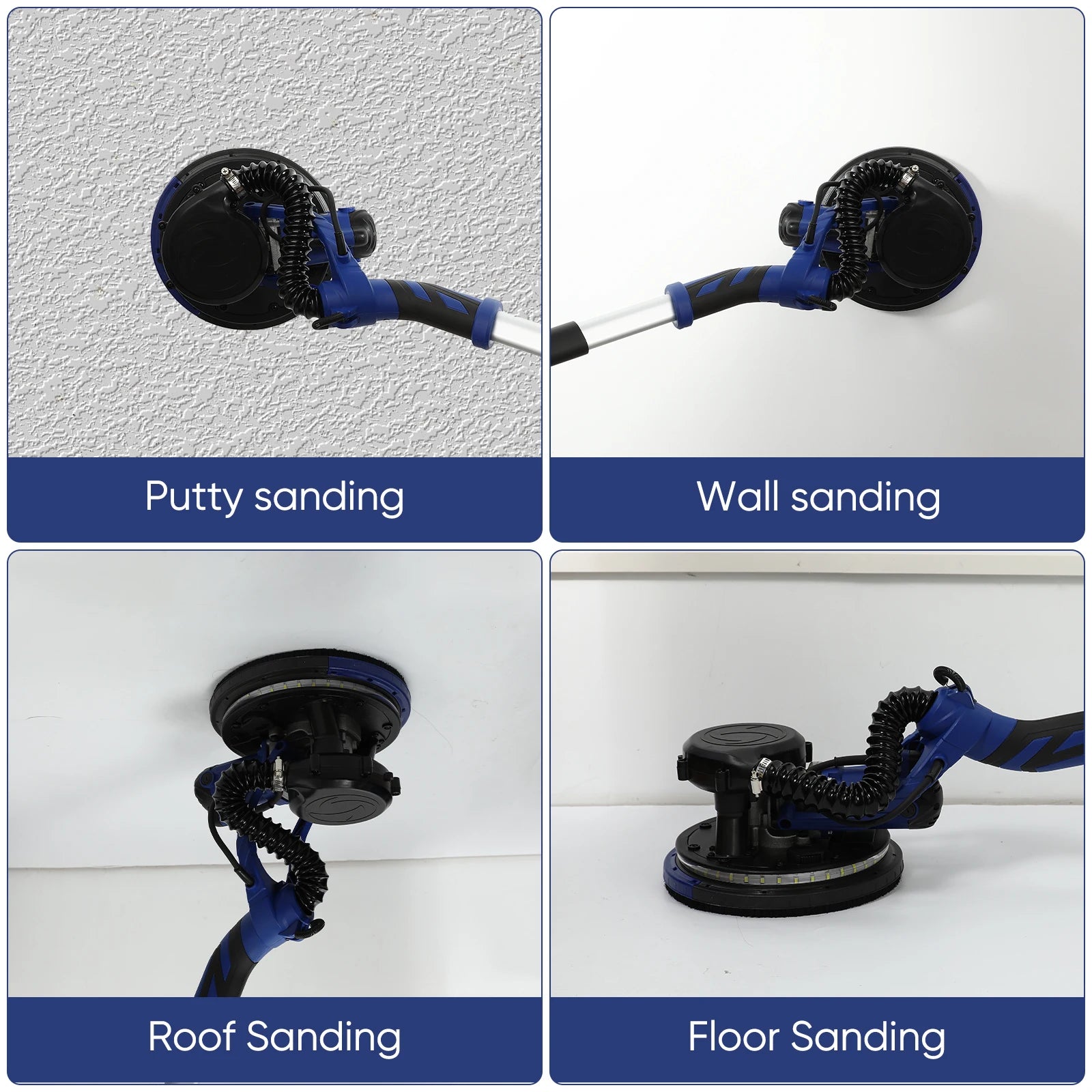 GECOFEER Levigatrice elettrica per cartongesso Levigatrice allungabile con sacchetto per la polvere Levigatrice a disco da parete da 750 W Cartongesso elettrico