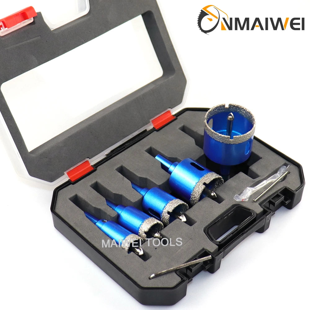 8 punte da trapano rivestite diamantate da 6-45 mm Set sega a tazza per piastrelle in ceramica con trapano di posizione per vetro, marmo, granito, pietra, porcellana