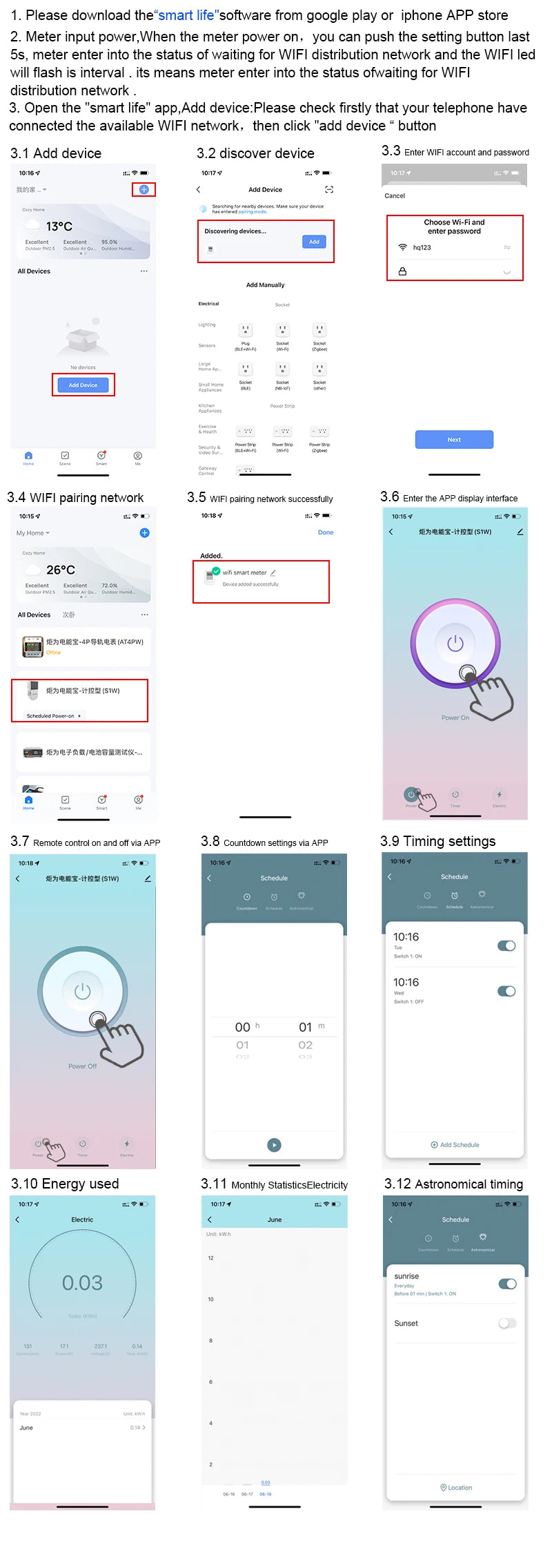 Wattmetro digitale WIFI 220V AC Misuratore di potenza Consumo di elettricità Misuratore di energia Misuratore di potenza di potenza
