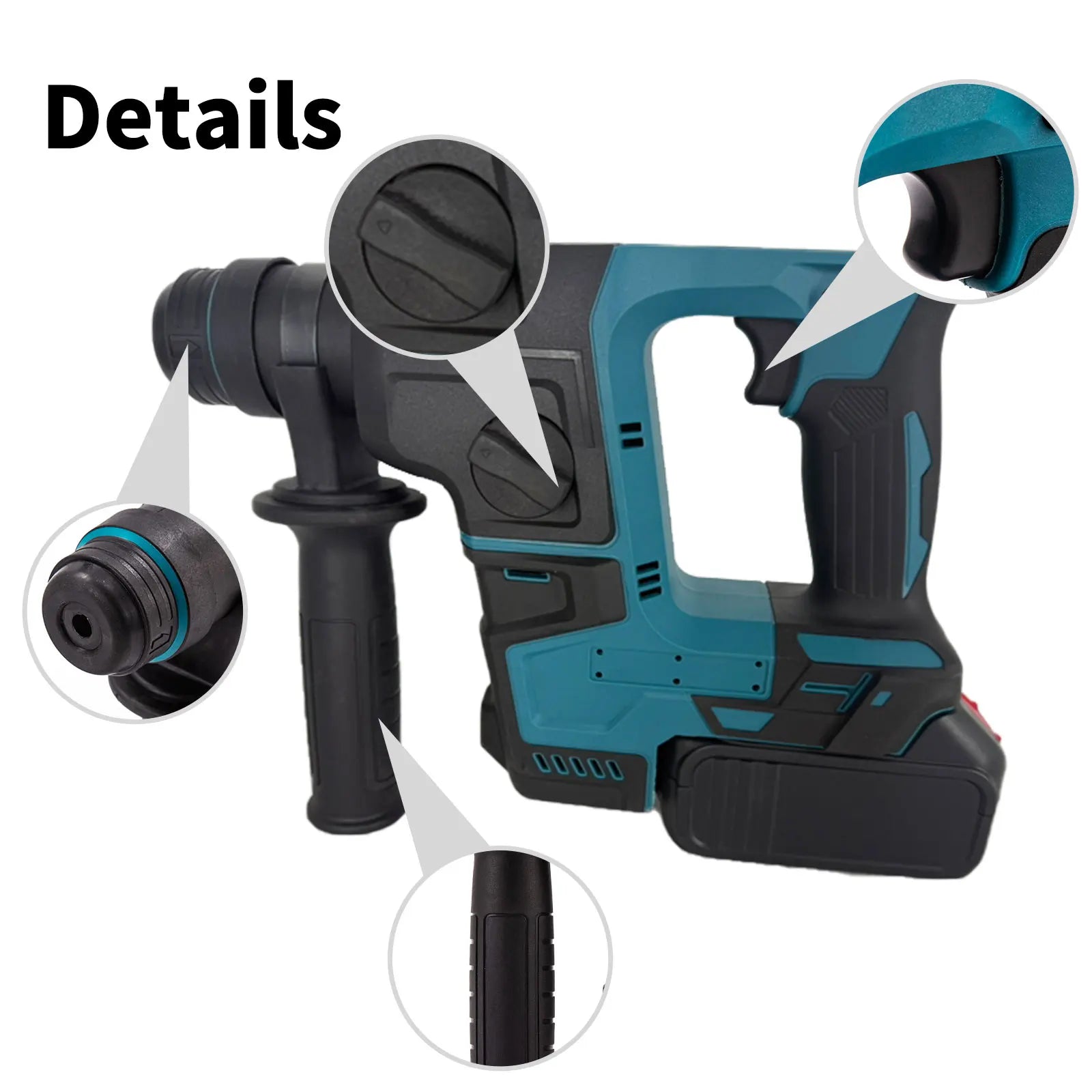 Trapano a percussione elettrico senza spazzole  Durevole strumento di perforazione e scalpello con martello rotante a batteria ricaricabile Doppia funzionalità