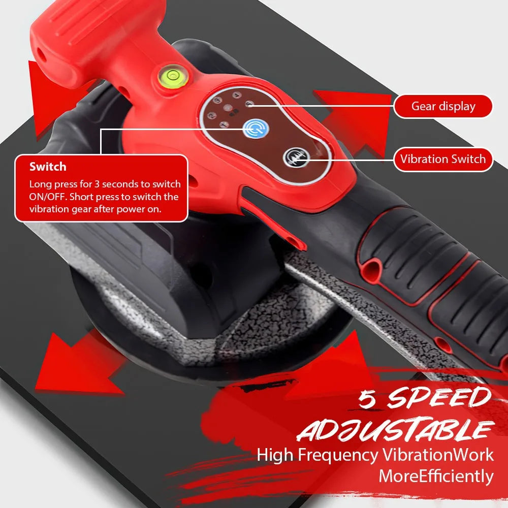 GECOFEER Piastrellatrice elettrica per piastrelle Vibrazione Cordless Piastrellatrice vibratore Piastrellatrice Livellamento automatico delle piastrelle per il fissaggio delle piastrelle