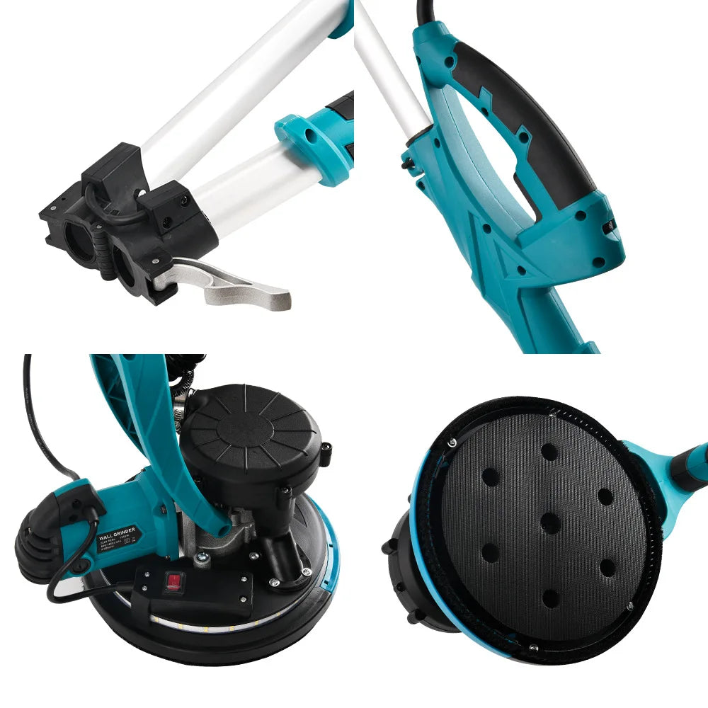 1250W levigatrice elettrica per cartongesso rettificatrice per pareti stucco senza polvere autoaspirante levigatrice portatile polvere automatica