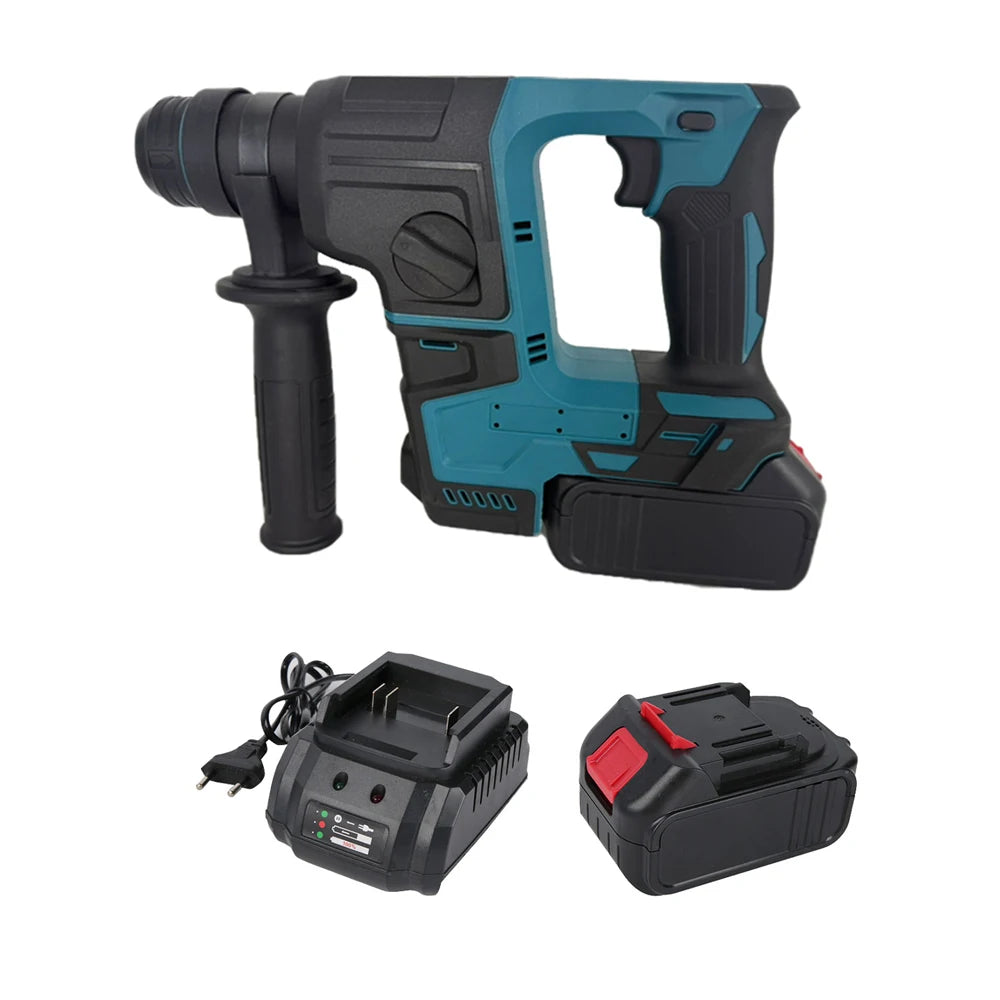 Trapano a percussione elettrico senza spazzole  Durevole strumento di perforazione e scalpello con martello rotante a batteria ricaricabile Doppia funzionalità