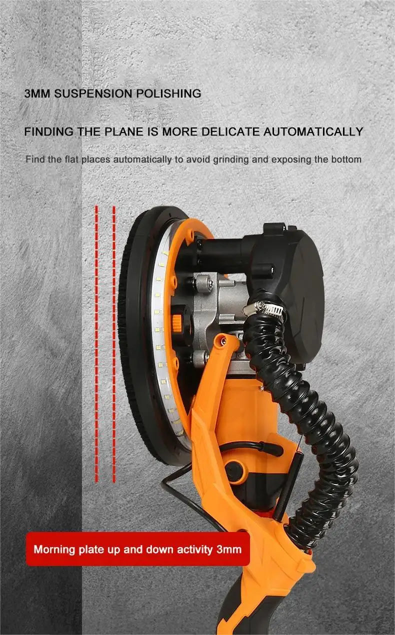 1390W levigatrice elettrica per cartongesso rettificatrice per pareti 225MM stucco senza polvere autoaspirante levigatrice portatile