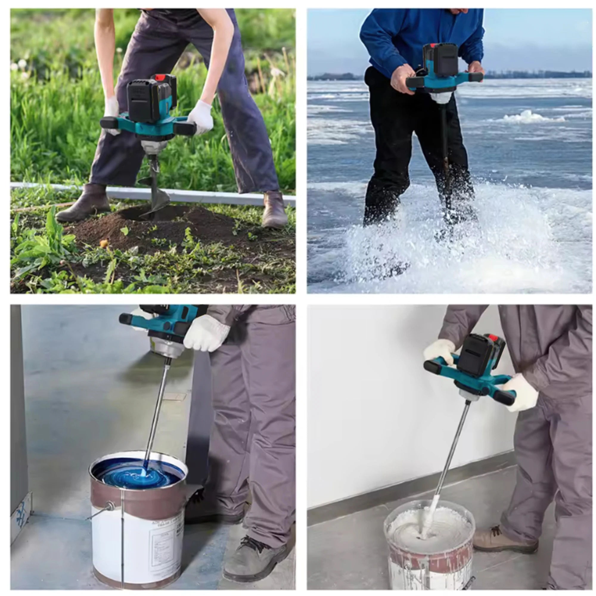 GECOFEER 6Gears Cordless Elettrico Betoniera Mixer Brushless Malta di Cemento Gesso Mixer Frullatore Vernice Mix Per makita 18v batteria