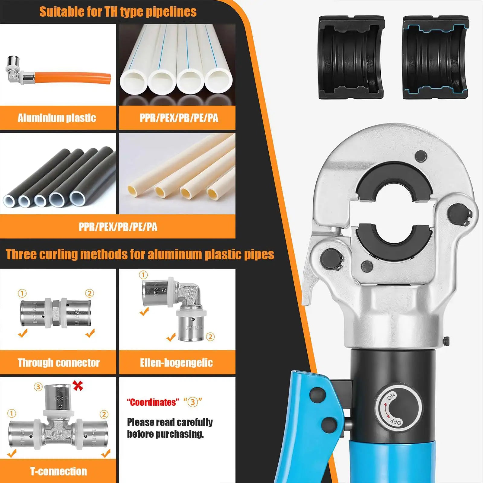Strumenti di crimpatura per tubi in plastica di alluminio per tubi idraulici Pex CW-1632 crimpatrice idraulica a pressione per PB