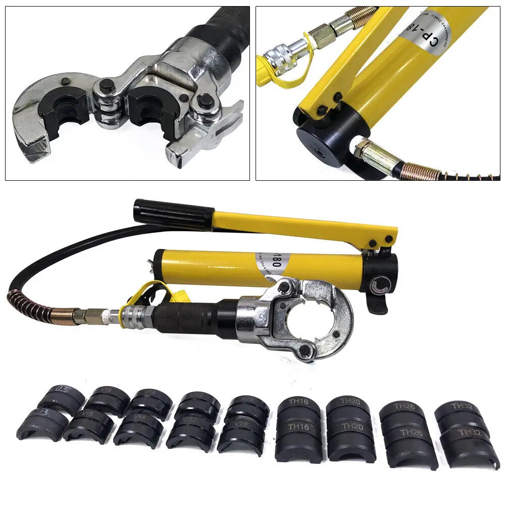 Pinza a crimpare idraulica Tubo in acciaio inossidabile 6T con 9 stampi per pressa in rame V12-28 TH 16-32mm