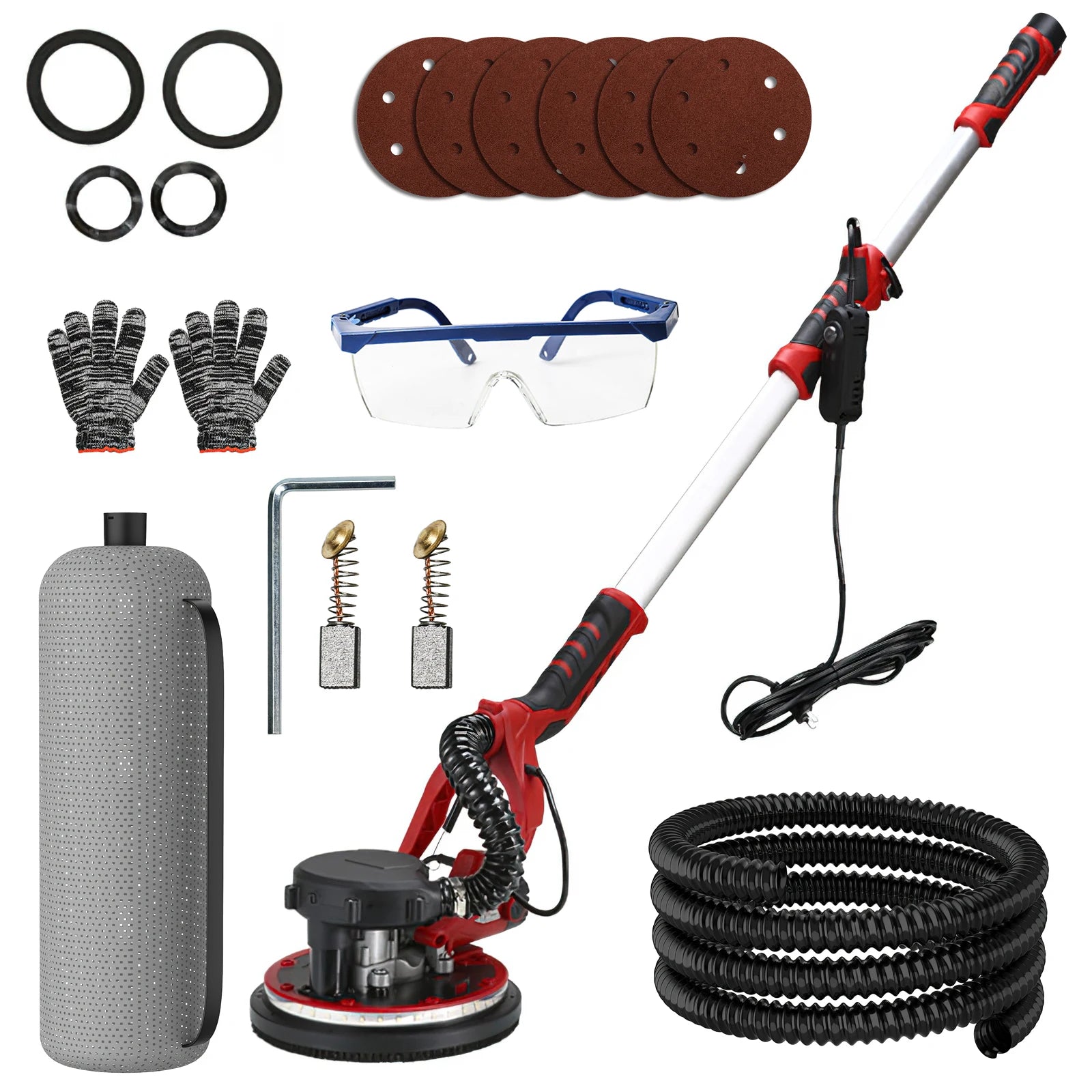 Levigatrice per cartongesso 220V Regola la velocità Pieghevole per lucidatura delle pareti del pavimento Guida Lucidatrice per stucco notturno a LED Macchina per la polvere automatica