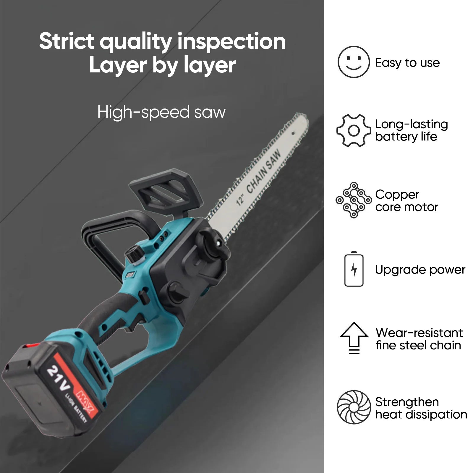 1500W Brushless 12 Pollici Motosega Elettrica Cordless Prepotente Lavorazione Del Legno Strumento di Potere Palmare Tazza Da Giardino Per Makita 18V Batteria