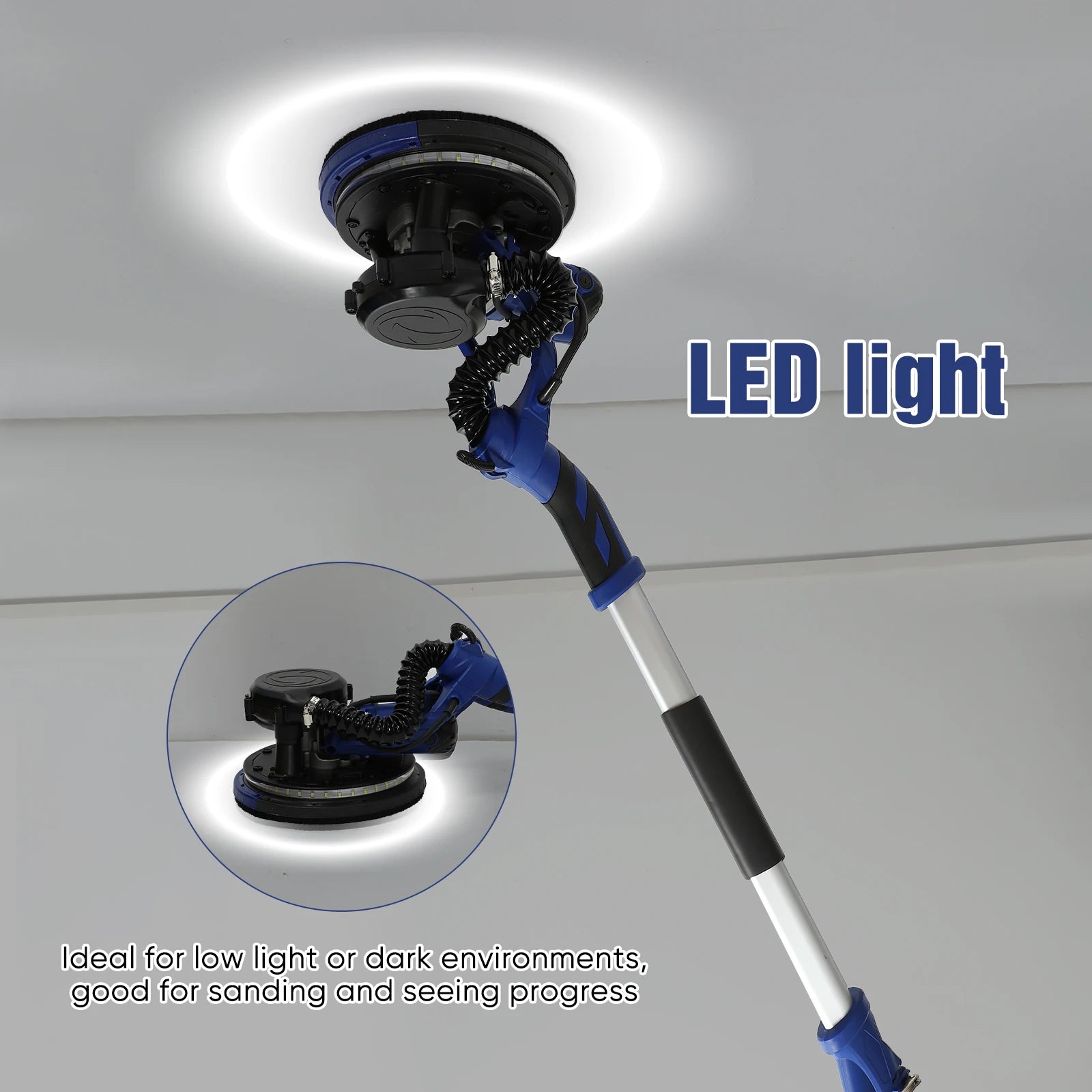 GECOFEER Levigatrice elettrica per cartongesso Levigatrice allungabile con sacchetto per la polvere Levigatrice a disco da parete da 750 W Cartongesso elettrico