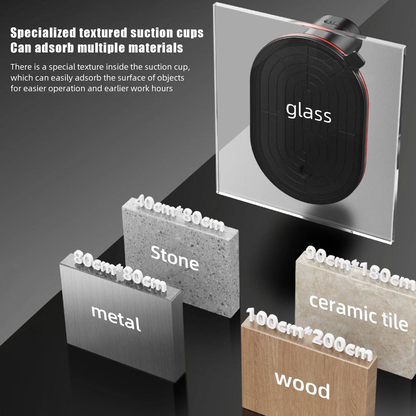 Sollevatore per carichi pesanti con ventosa elettrica a vuoto di grado industriale da 300 kg per piastrelle di granito, vetro, legno, pietra, batteria 3600 mAh