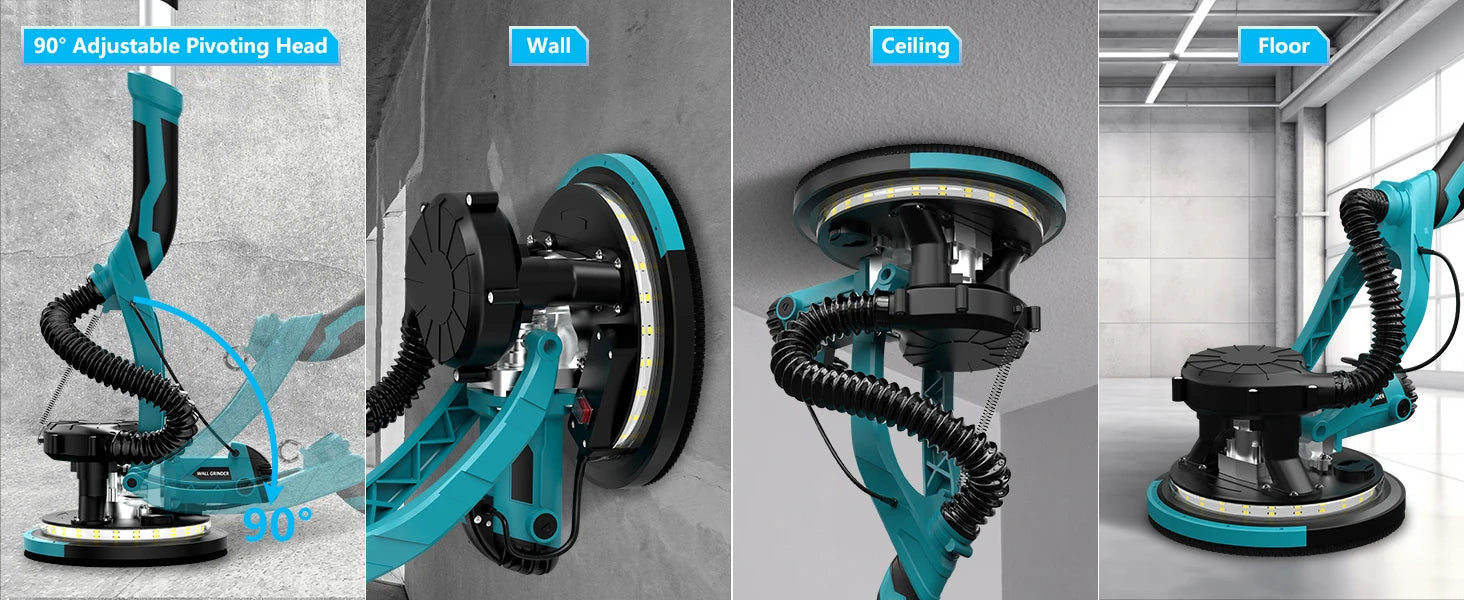 1250W levigatrice elettrica per cartongesso rettificatrice per pareti stucco senza polvere autoaspirante levigatrice portatile polvere automatica