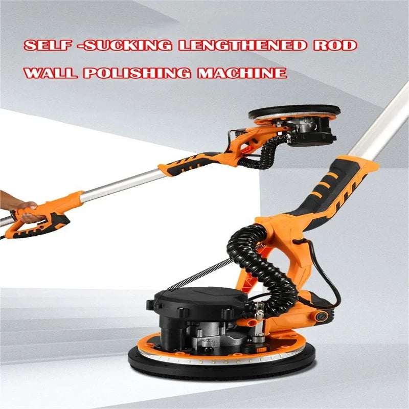 Levigatrice elettrica per cartongesso da 9 pollici Levigatrice per muro da 225 mm Stucco senza polvere SelfVuum LED Asta lunga Lucidatrice per carta vetrata