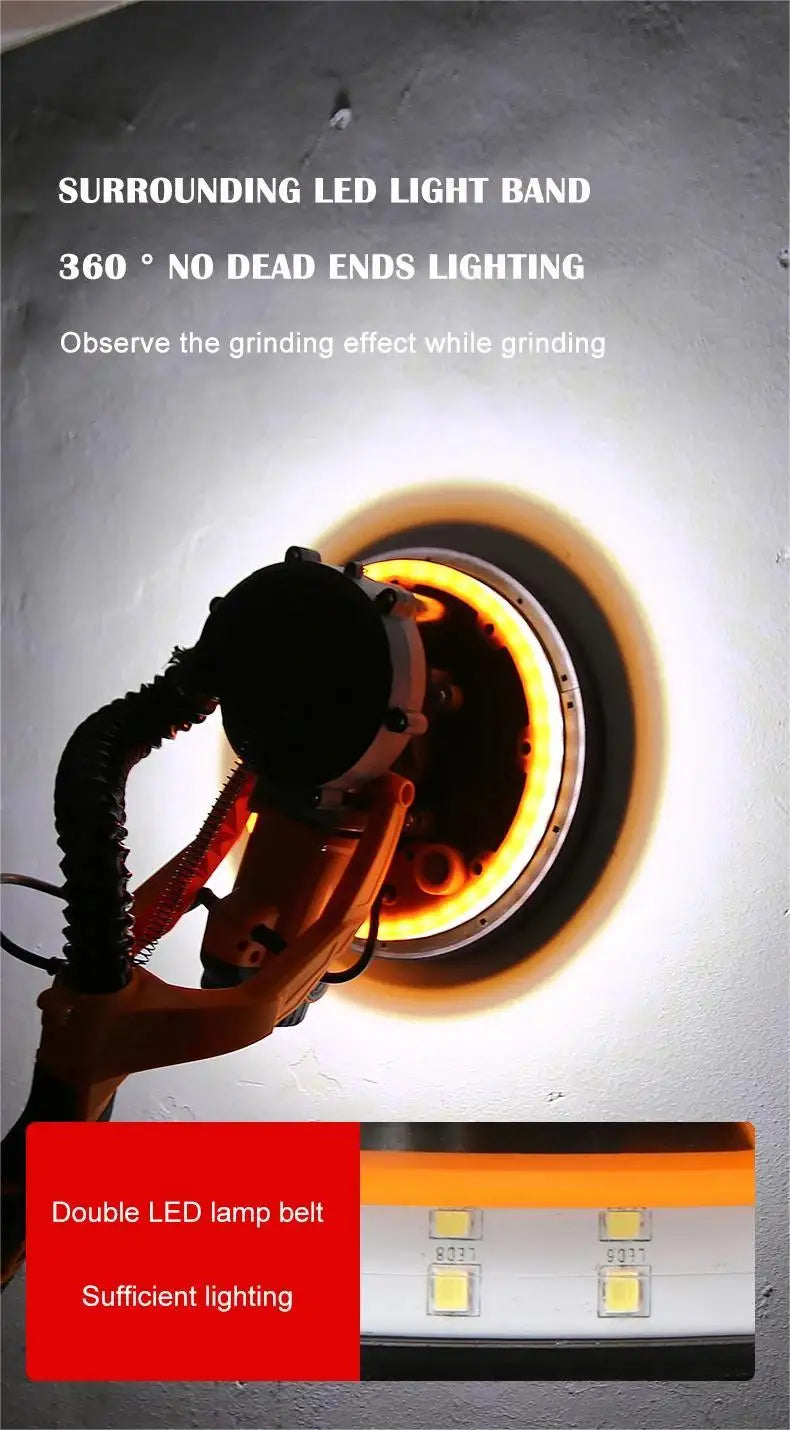 1390W levigatrice elettrica per cartongesso rettificatrice per pareti 225MM stucco senza polvere autoaspirante levigatrice portatile