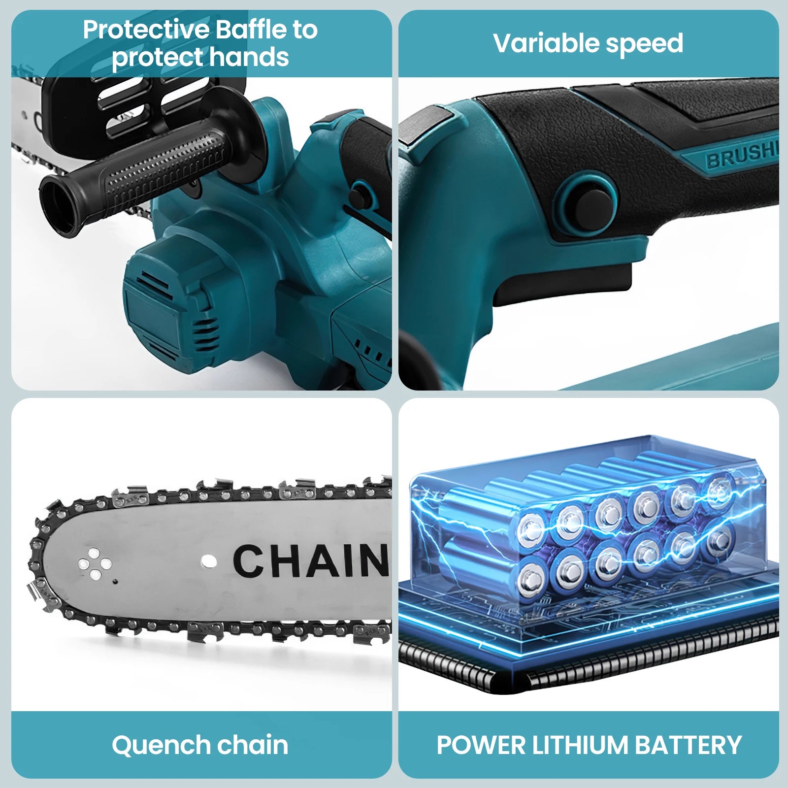 1500W Brushless 12 Pollici Motosega Elettrica Cordless Prepotente Lavorazione Del Legno Strumento di Potere Palmare Tazza Da Giardino Per Makita 18V Batteria