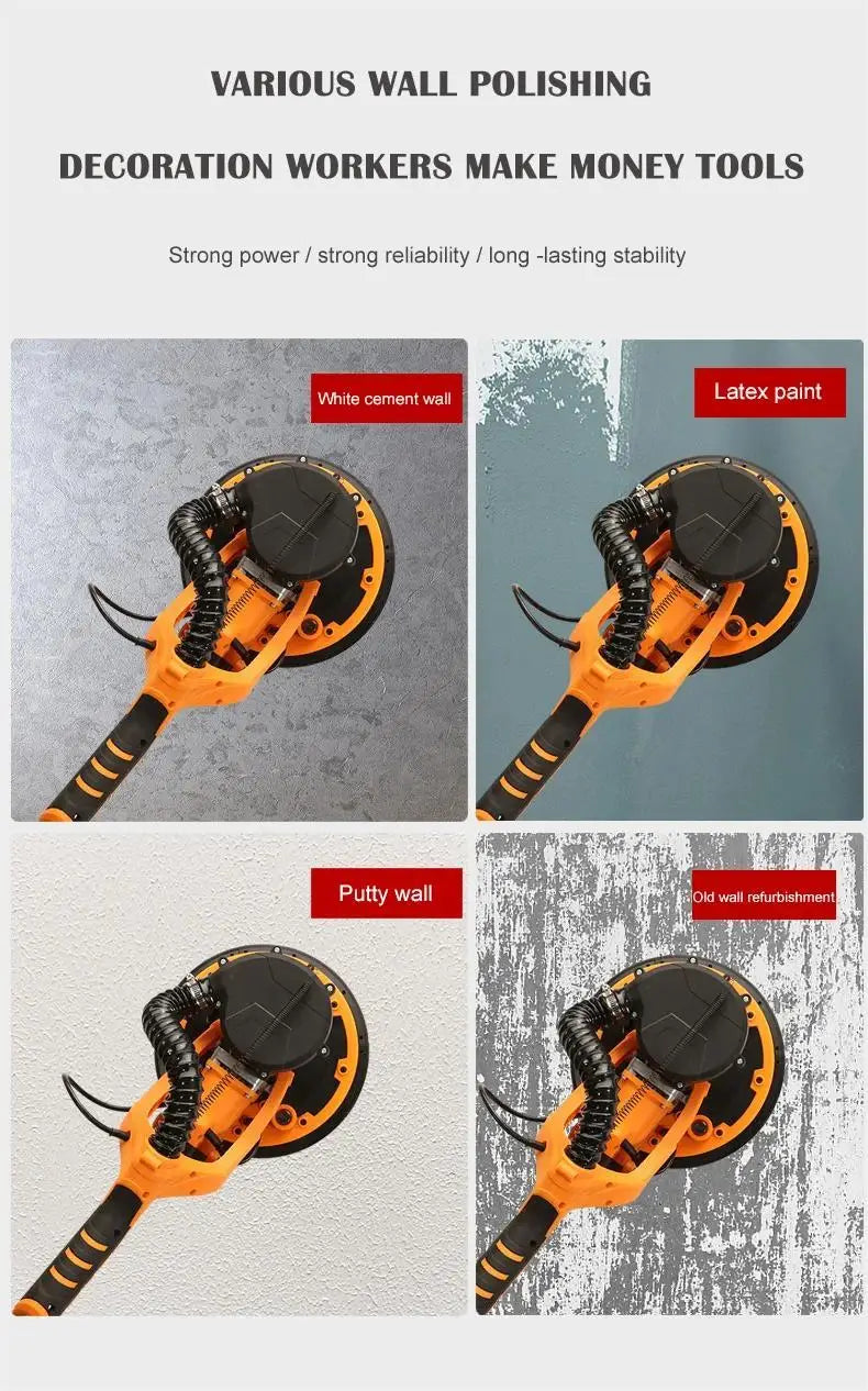 1390W levigatrice elettrica per cartongesso rettificatrice per pareti 225MM stucco senza polvere autoaspirante levigatrice portatile