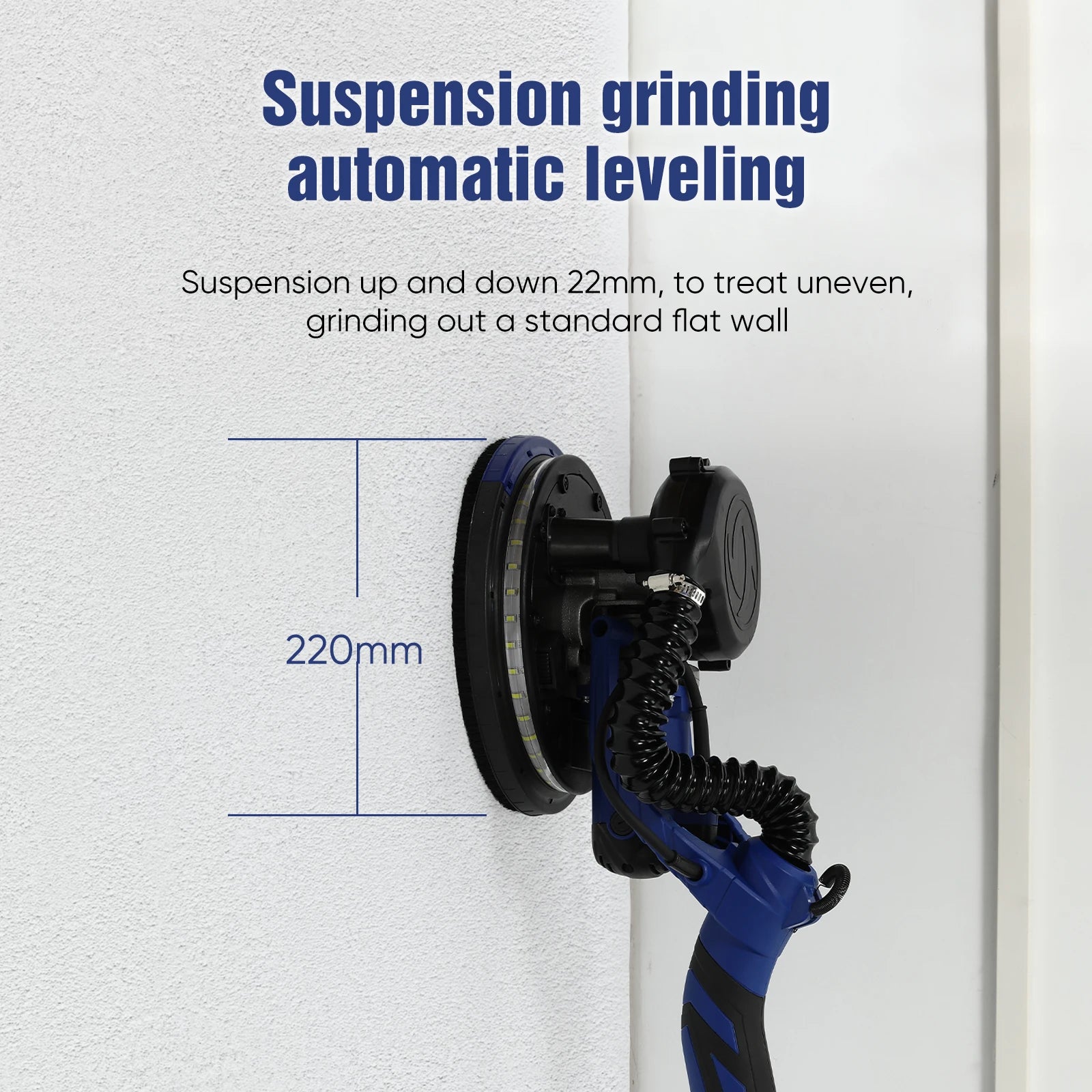 GECOFEER Levigatrice elettrica per cartongesso Levigatrice allungabile con sacchetto per la polvere Levigatrice a disco da parete da 750 W Cartongesso elettrico