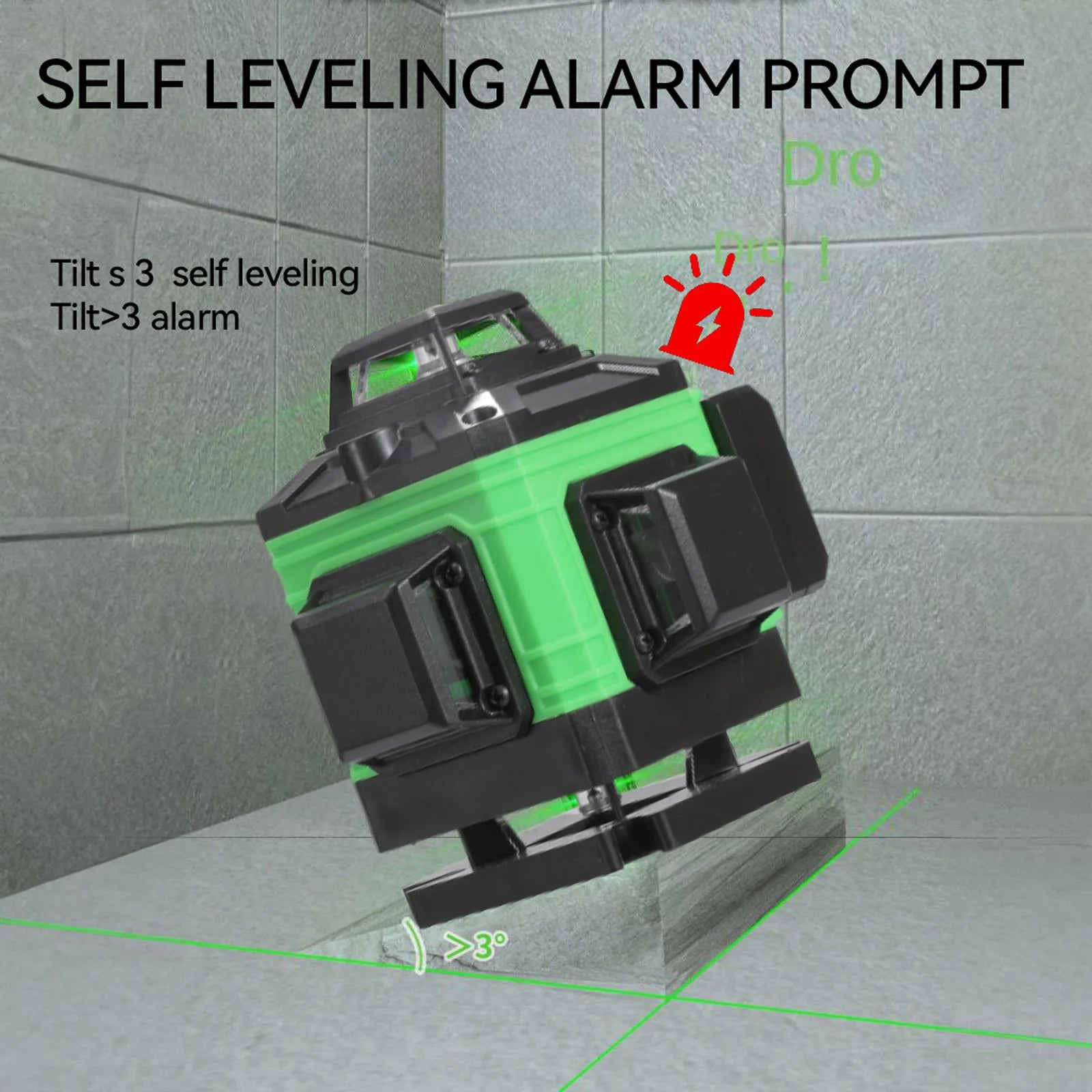 Laser 4D a 16 linee Livello 3 °   Strumento di livellamento con funzione autolivellante Linea di adesivi murali a terra omnidirezionale con supporto per treppiede
