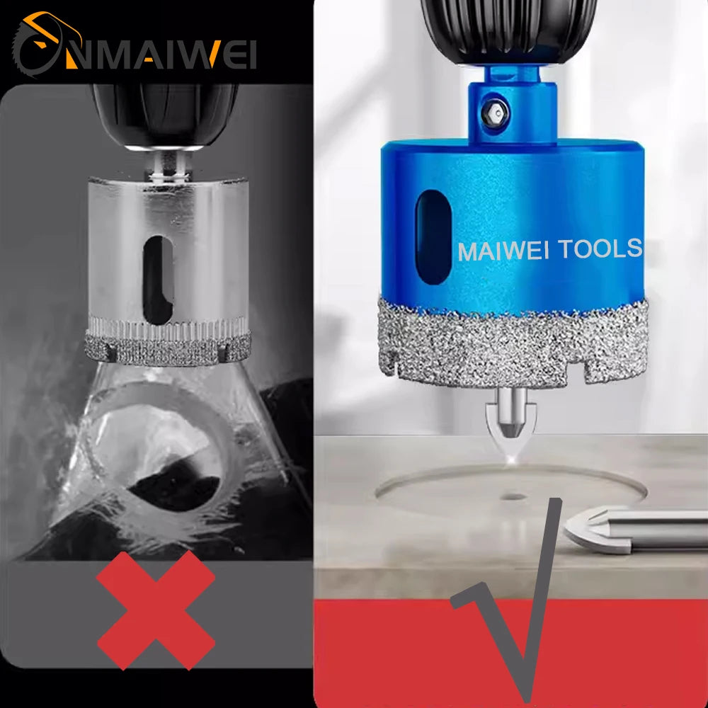 8 punte da trapano rivestite diamantate da 6-45 mm Set sega a tazza per piastrelle in ceramica con trapano di posizione per vetro, marmo, granito, pietra, porcellana