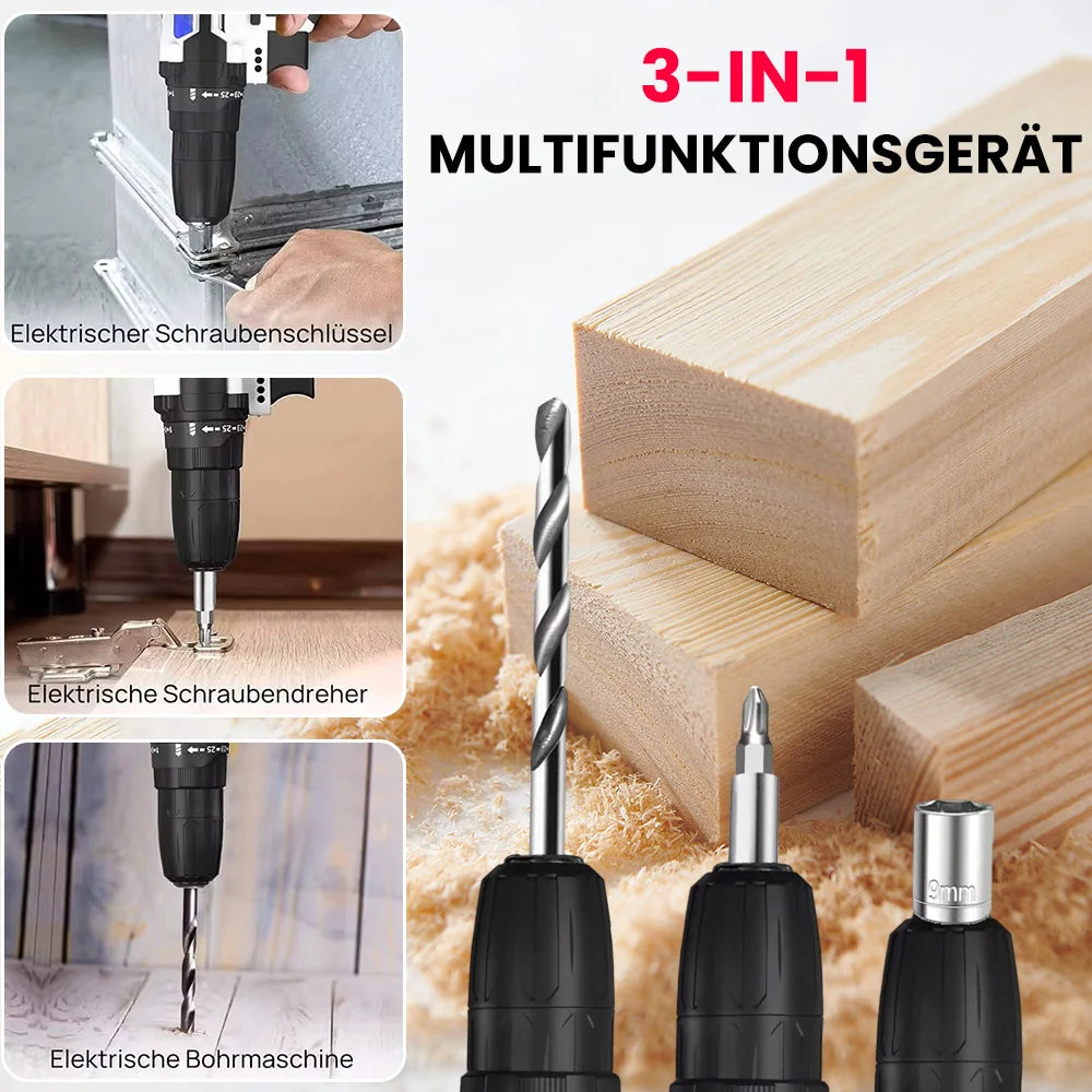 Trapano a percussione a batteria 21V Cacciavite elettrico Trapano a percussione elettrico Mini trapano a mano wireless 1400 giri/min Utensile elettrico multifunzionale