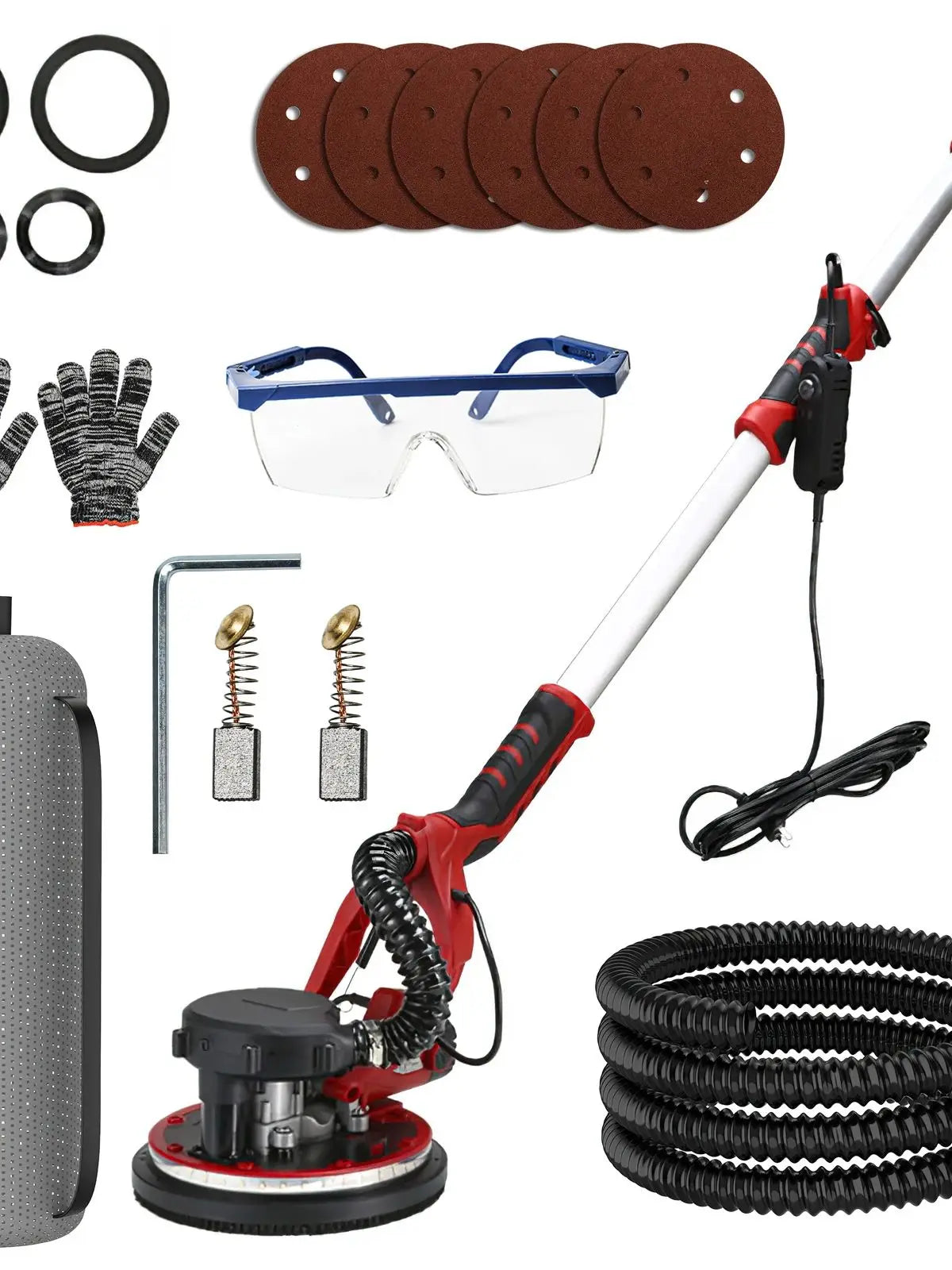 Levigatrice per cartongesso 220V Regola la velocità Pieghevole per lucidatura delle pareti del pavimento Guida Lucidatrice per stucco notturno a LED Macchina per la polvere automatica