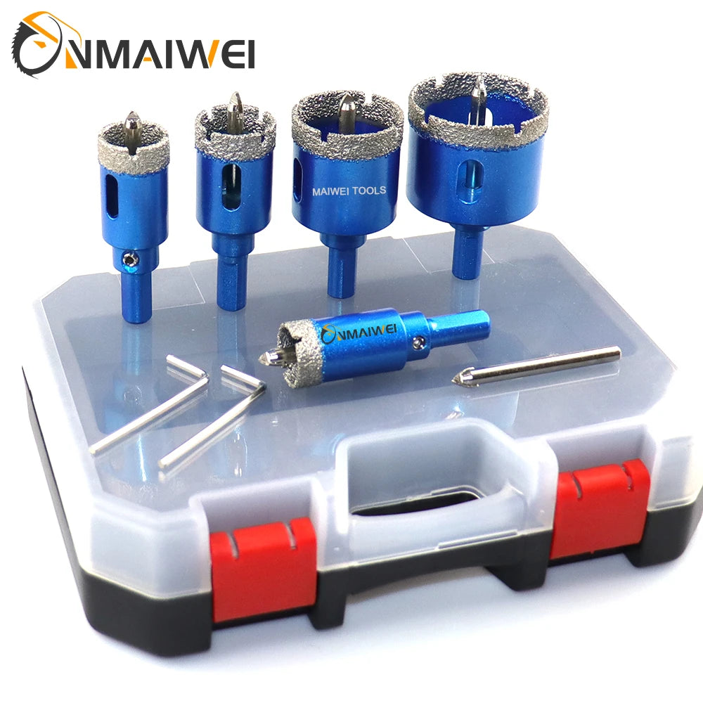 8 punte da trapano rivestite diamantate da 6-45 mm Set sega a tazza per piastrelle in ceramica con trapano di posizione per vetro, marmo, granito, pietra, porcellana