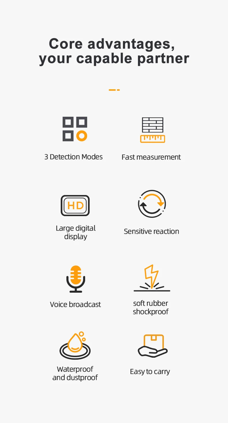 NOYAFA Scanner portatile per metal detector da parete con foro di posizionamento Fili CA in legno Tubi metallici Rebarrili Strumento di rilevamento Cerca filo