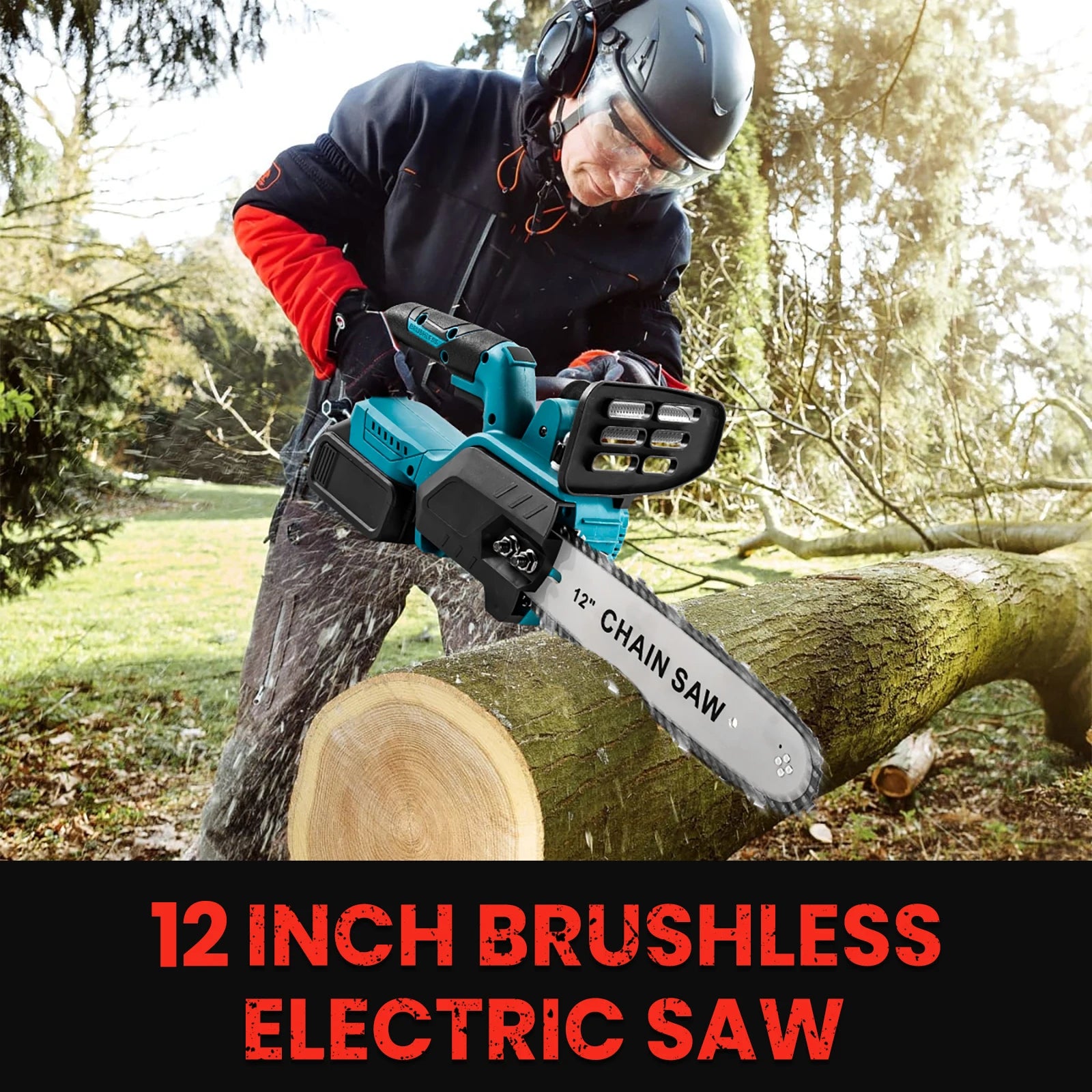 1500W Brushless 12 Pollici Motosega Elettrica Cordless Prepotente Lavorazione Del Legno Strumento di Potere Palmare Tazza Da Giardino Per Makita 18V Batteria