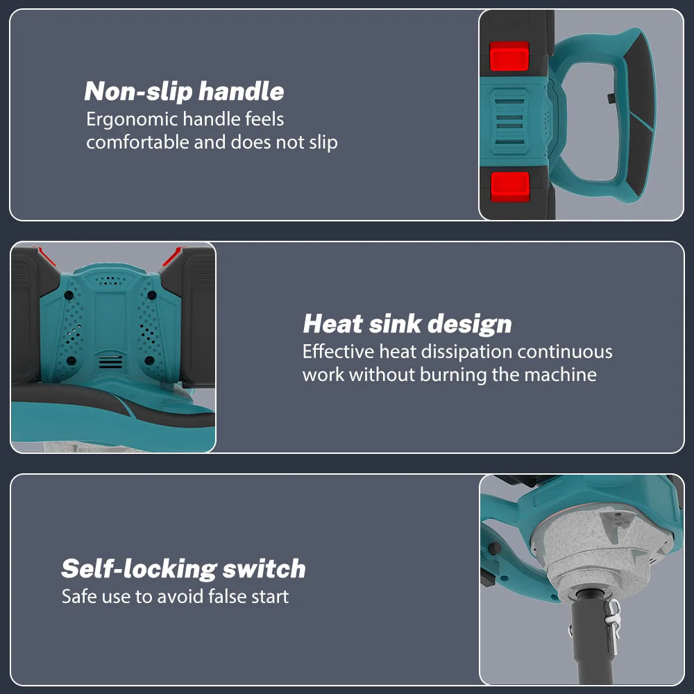 Miscelatore elettrico per calcestruzzo senza fili Miscelatore per intonaco per malta cementizia senza spazzole Miscelatore per miscelazione di vernice per pin batteria Makita 18V