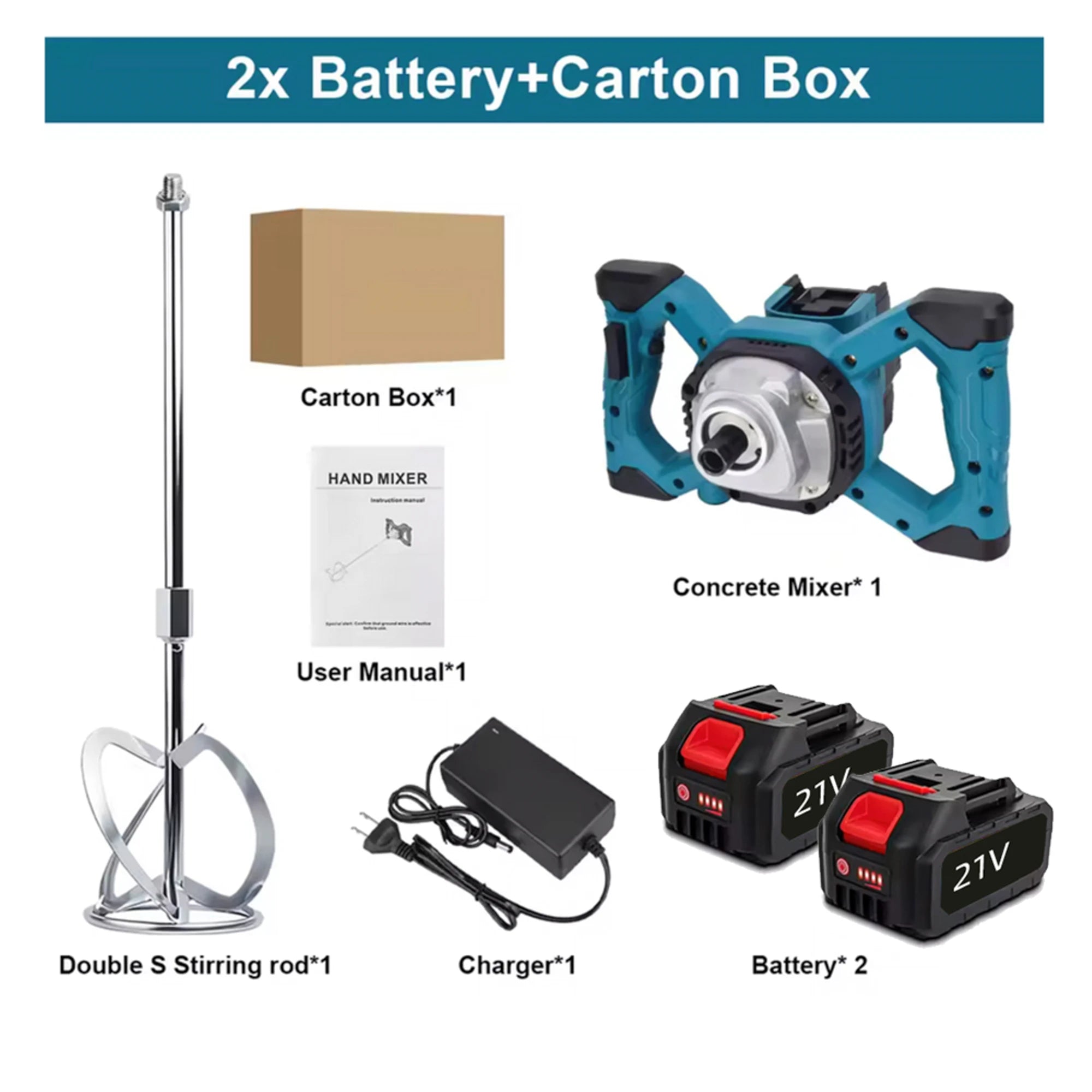 GECOFEER 6Gears Cordless Elettrico Betoniera Mixer Brushless Malta di Cemento Gesso Mixer Frullatore Vernice Mix Per makita 18v batteria