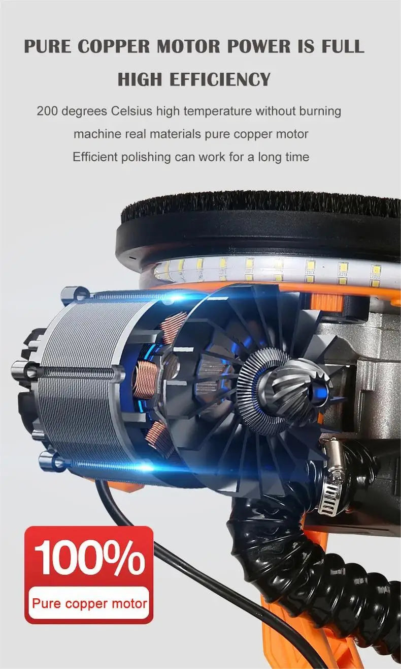 1390W levigatrice elettrica per cartongesso rettificatrice per pareti 225MM stucco senza polvere autoaspirante levigatrice portatile