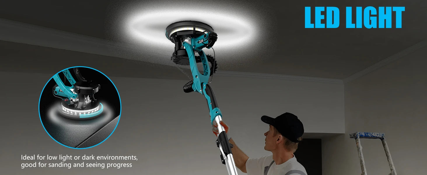 1250W levigatrice elettrica per cartongesso rettificatrice per pareti stucco senza polvere autoaspirante levigatrice portatile polvere automatica