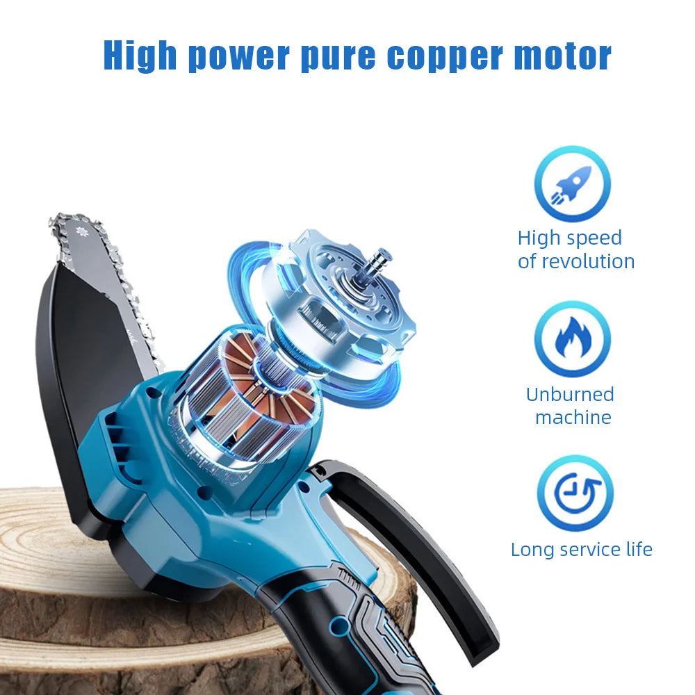 Mini motosega da 21 V da 6 pollici potente sega elettrica portatile ricaricabile a batteria 7500 mAh strumento da potatura da giardino