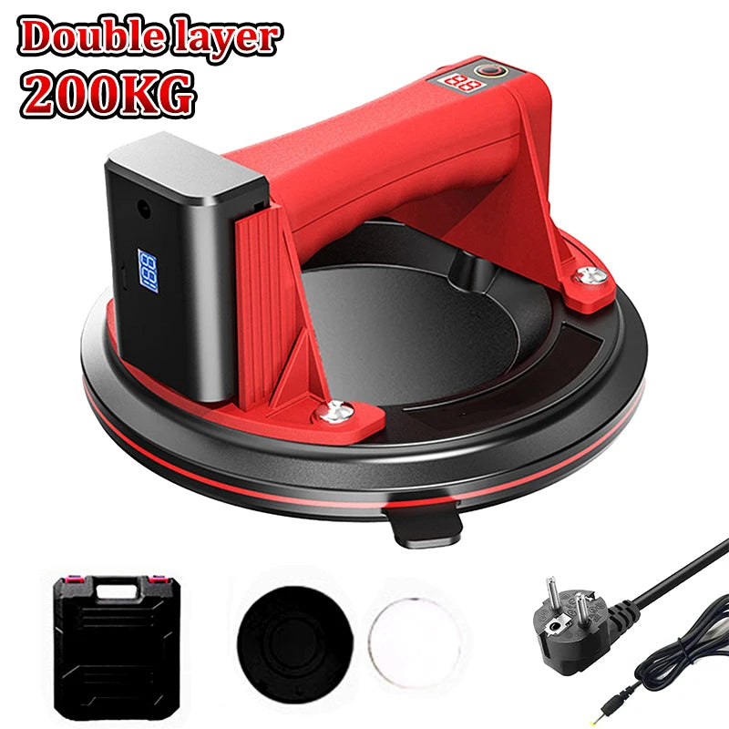 Sollevatore per carichi pesanti con ventosa elettrica a vuoto di grado industriale da 300 kg per piastrelle di granito, vetro, legno, pietra, batteria 3600 mAh