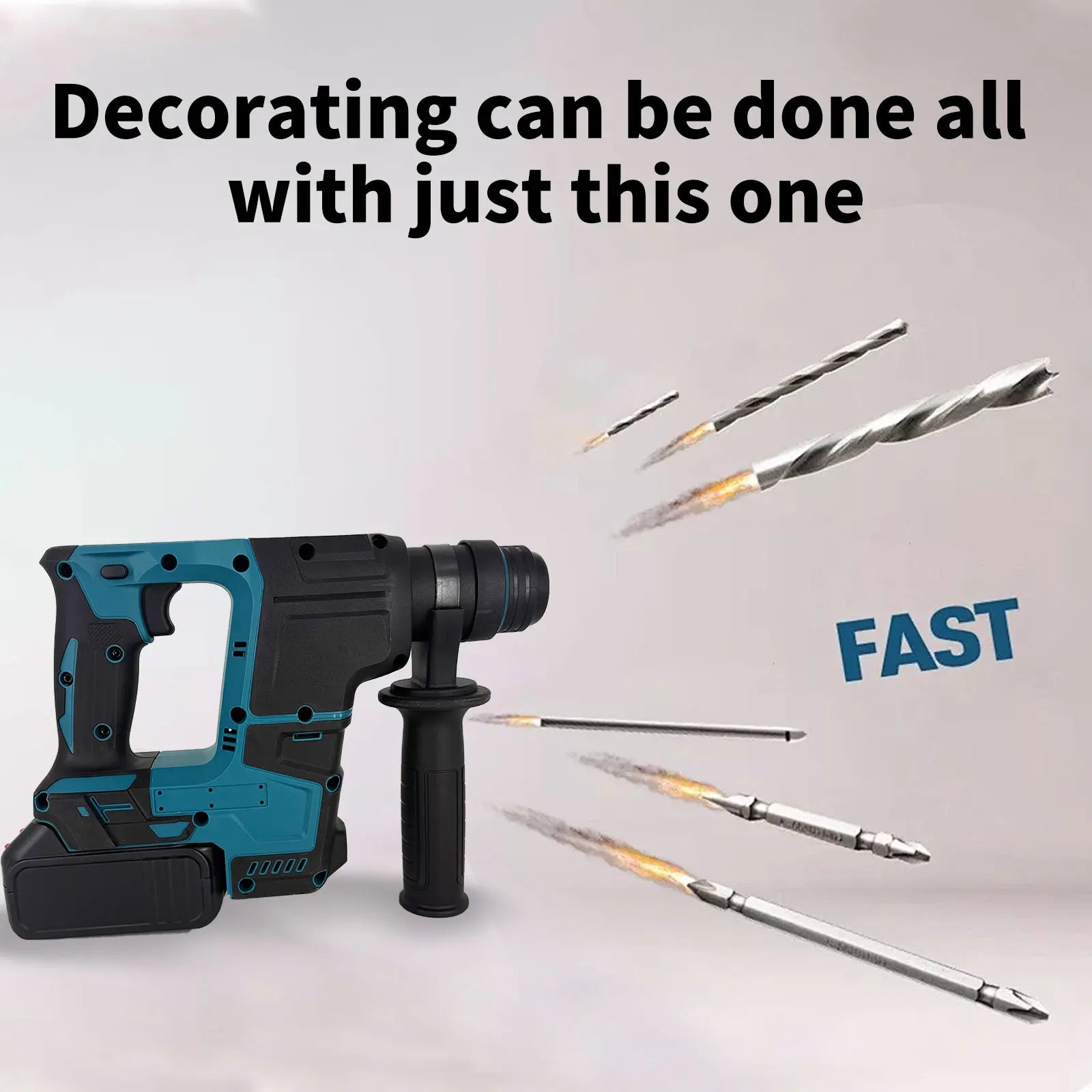 Trapano a percussione elettrico senza spazzole  Durevole strumento di perforazione e scalpello con martello rotante a batteria ricaricabile Doppia funzionalità