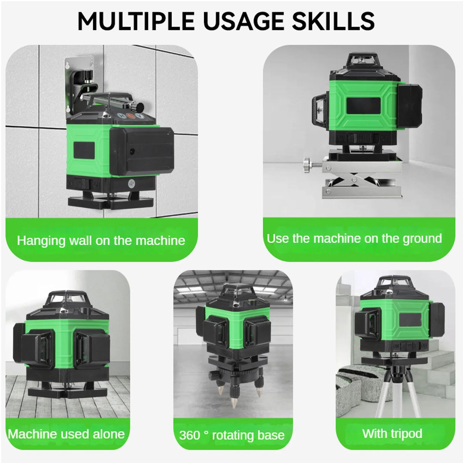 Laser 4D a 16 linee Livello 3 °   Strumento di livellamento con funzione autolivellante Linea di adesivi murali a terra omnidirezionale con supporto per treppiede
