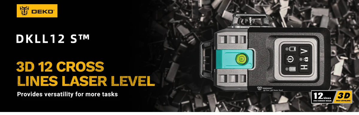 DEKO 12 linee 3D livello Laser verde linee trasversali orizzontali e verticali 520nm, autolivellante automatico, alta precisione (serie muslimah)