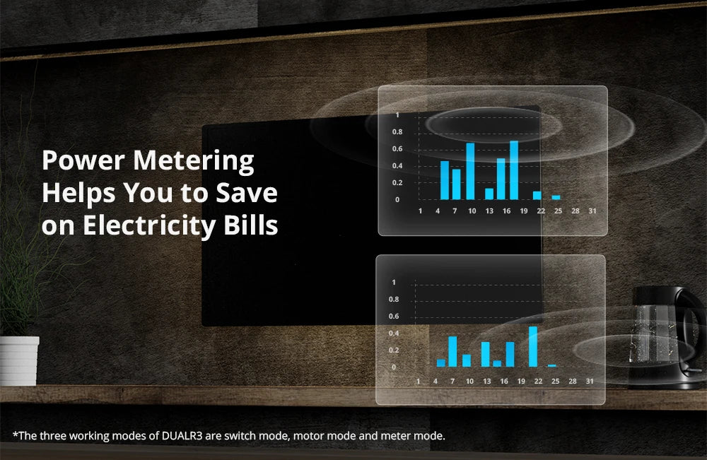 Sonoff Dual R3 Dual Relay Wifi Smart Switch Controllo bidirezionale Misurazione della potenza Tende a rullo Motore Tende elettriche Tende Interruttore