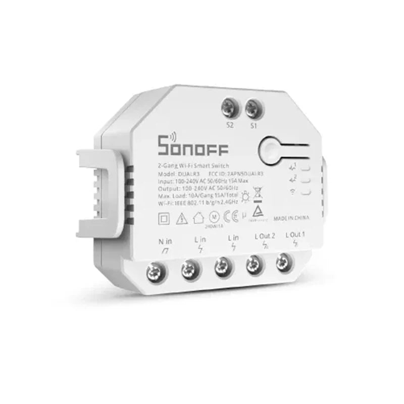 SONOFF Dual R3 2 Gang Wifi Smart Switch Modulo relè doppio con misurazione della potenza Controllo intelligente dell'interruttore dell'otturatore a rullo tramite ewelink