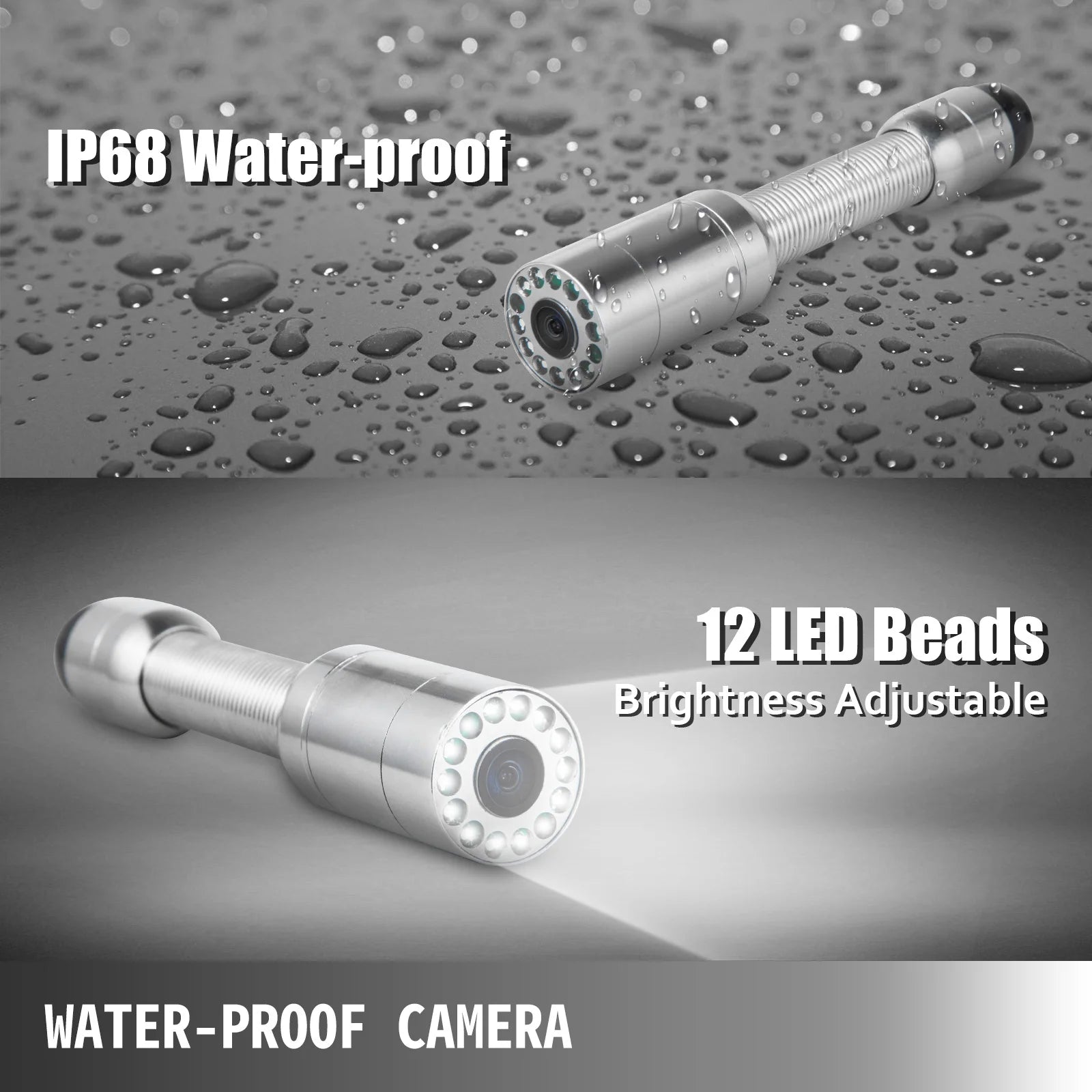 SucceBuy Videocamera per ispezione tubi Funzione di registrazione DVR Monitor da 7/9 pollici 20/30/50M IP68 Endoscopio industriale per condotte fognarie