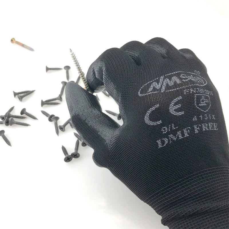 24 Pezzi/12 Paia Guanti protettivi da lavoro professionali per uomo Costruzione Donna Guanti da corsa in nylon da giardino obtati CE EN388.