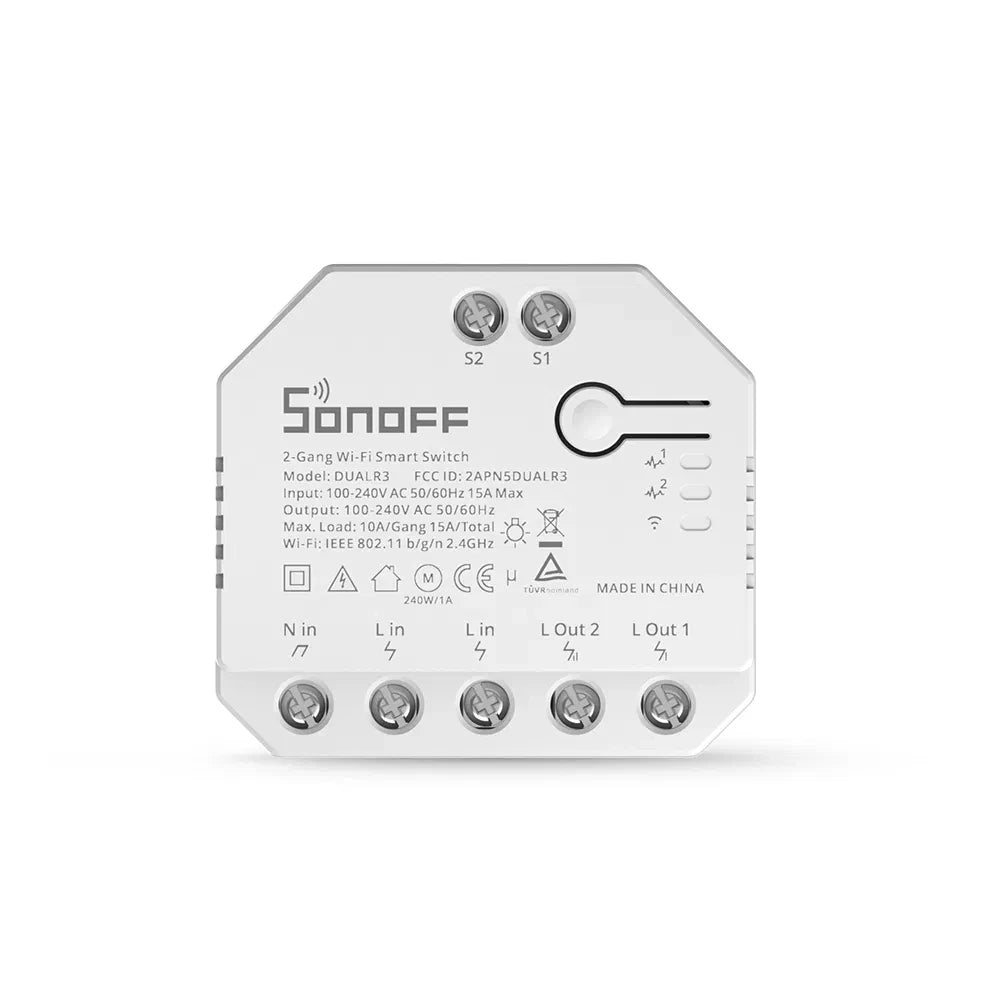 SONOFF Dual R3 2 Gang Wifi Smart Switch Modulo relè doppio con misurazione della potenza Controllo intelligente dell'interruttore dell'otturatore a rullo tramite ewelink