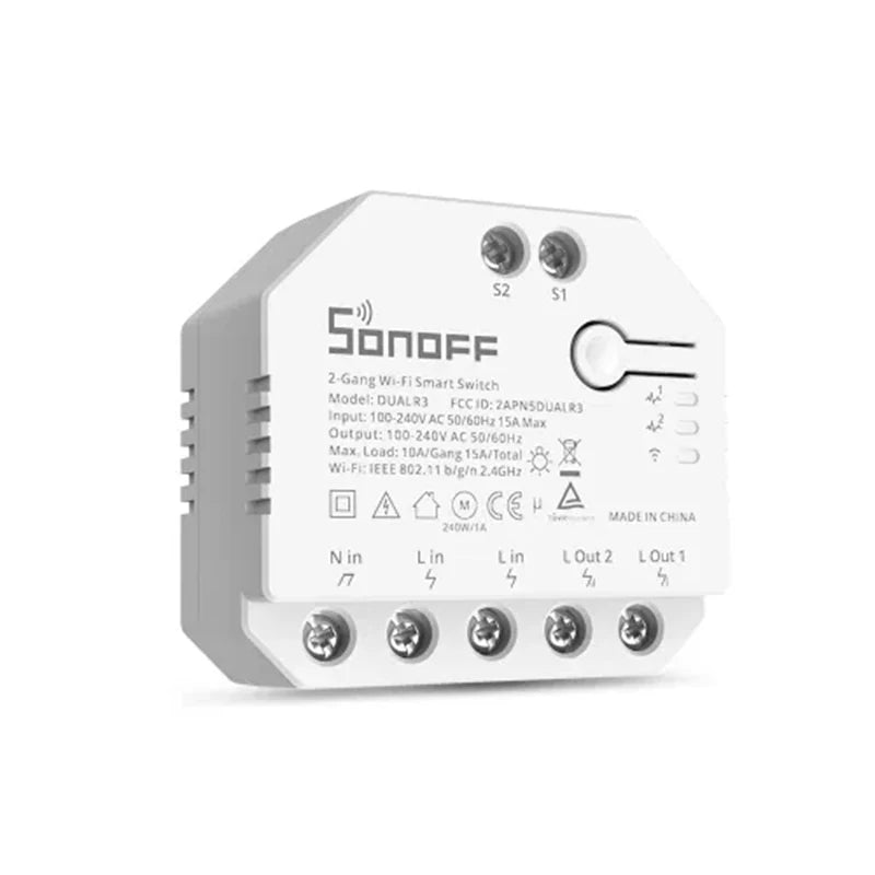 Sonoff Dual R3 Dual Relay Wifi Smart Switch Controllo bidirezionale Misurazione della potenza Tende a rullo Motore Tende elettriche Tende Interruttore
