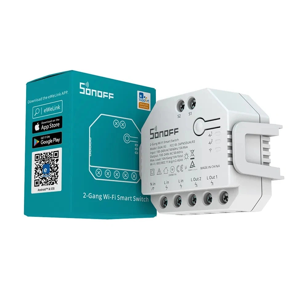 SONOFF Dual R3 2 Gang Wifi Smart Switch Modulo relè doppio con misurazione della potenza Controllo intelligente dell'interruttore dell'otturatore a rullo tramite ewelink