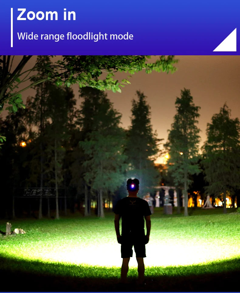 1000000 LM Lampada frontale più potente 18650 Torcia frontale ricaricabile ad alta potenza LED Torcia frontale da pesca Lanterna frontale professionale