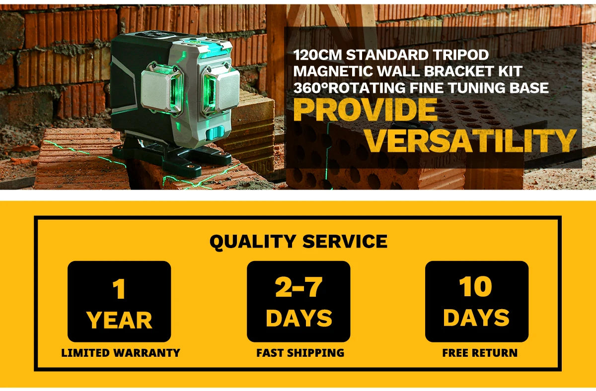 DEKO 12 linee 3D livello Laser verde linee trasversali orizzontali e verticali 520nm, autolivellante automatico, alta precisione (serie muslimah)