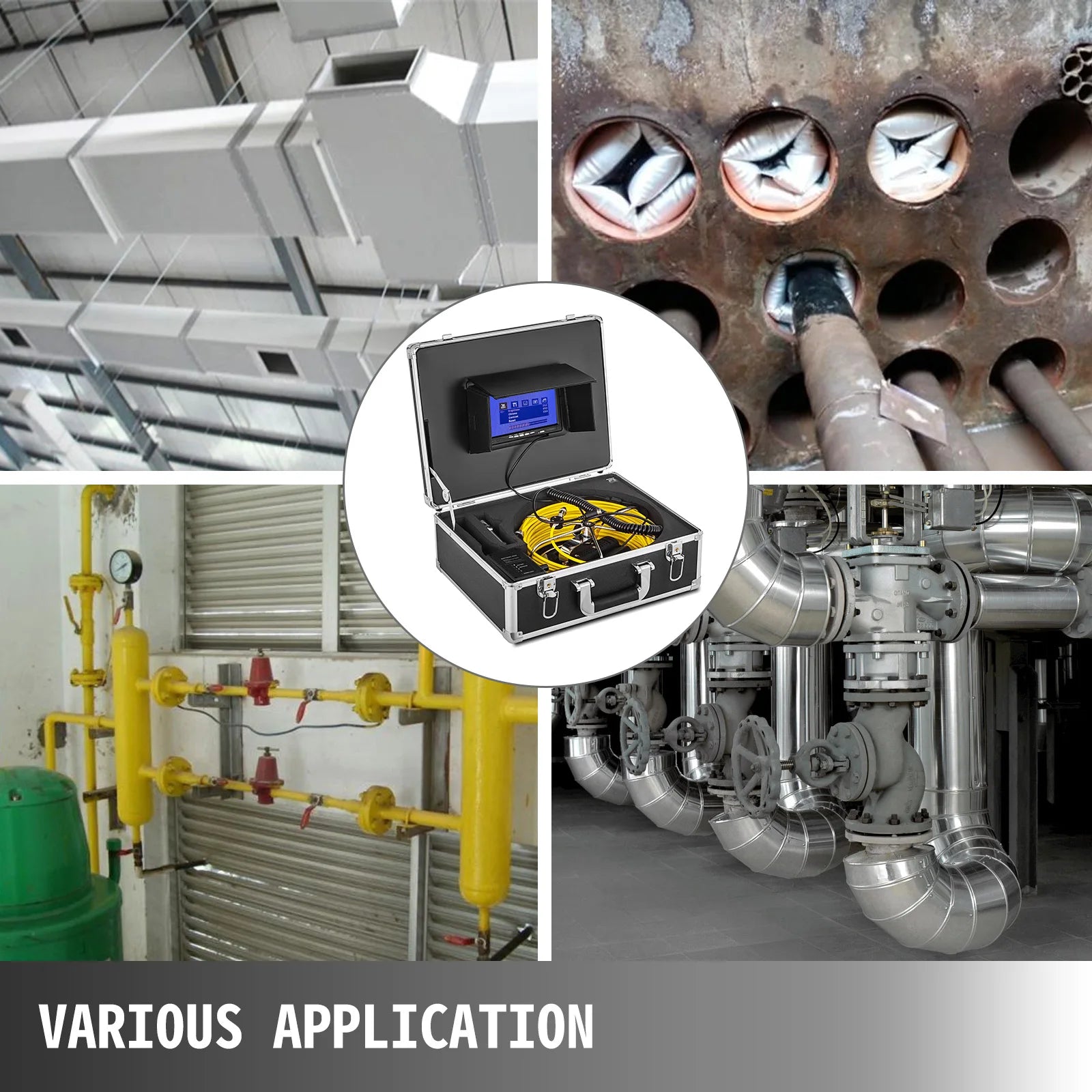 SucceBuy Videocamera per ispezione tubi Funzione di registrazione DVR Monitor da 7/9 pollici 20/30/50M IP68 Endoscopio industriale per condotte fognarie